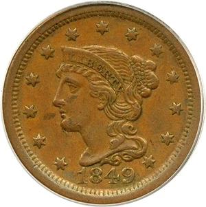 image for: 1849 1c PCGS AU50