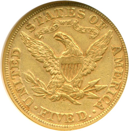 image for: 1889 $5  NGC AU55 