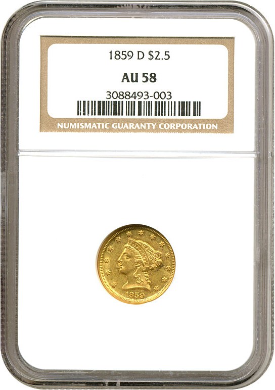 image for: 1859-D $2 1/2  NGC AU58 