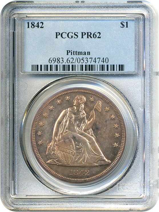 image for: 1842 $1  PCGS Proof 62 ex: Pittman