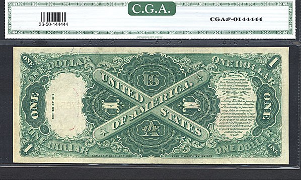 image for: Fr.36 1917 $1 Sawhorse CGA AU50  [B47651257A]