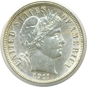 image for: 1911-D 10c PCGS MS63
