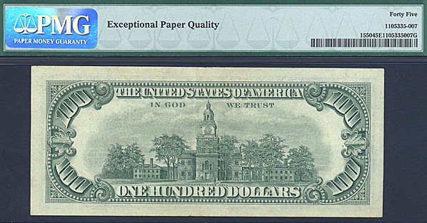 image for: Fr.1550 1966 $100 Red Seal PMG XF45 EPQ  [A00343191A]