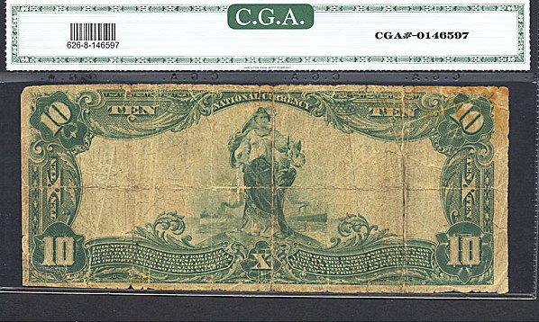 image for: Fr.626 1902 $10 Third Charter Period, 3rd Issue, Plain Back CGA VG8 #8498 Pennsylvania [1332]