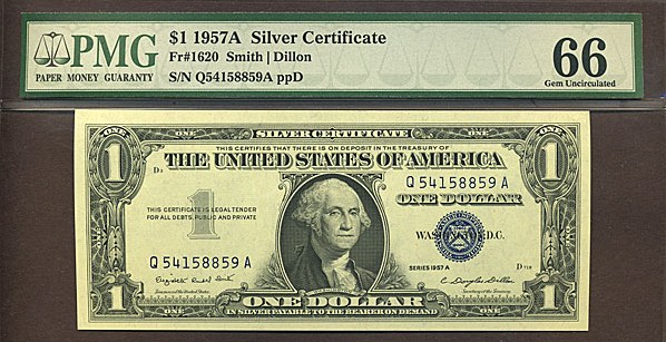 image for: Fr.1620 1957A $1  PMG Gem CU66  [Q54158859A]