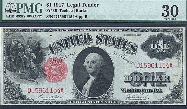 image for: Fr.36 1917 $1 Sawhorse PMG VF30  [D15961154A]