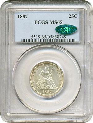 image for: 1887 25c PCGS/CAC MS65