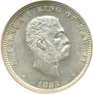 image for: 1883 25c Hawaii NGC MS62