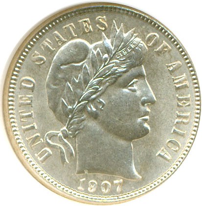 image for: 1907-S 10c  NGC MS64