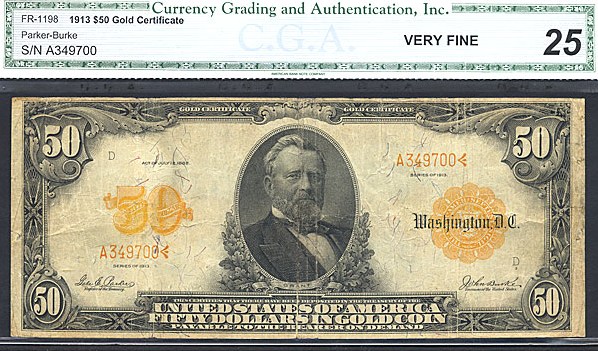 image for: Fr.1198 1913 $50  CGA VF25  [A349700]