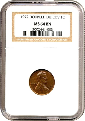 image for: 1972 1c Doubled Die NGC MS64 BN