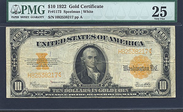 image for: Fr.1173 1922 $10  PMG VF25  [H82538217]