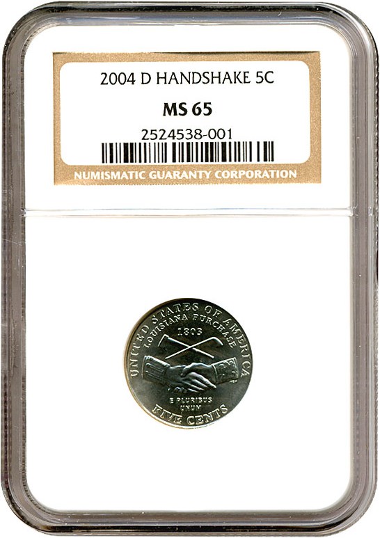 image for: 2004-D 5c Handshake NGC MS65 