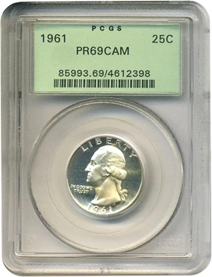 image for: 1961 25c PCGS Proof 69 Cameo