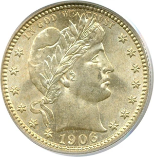 image for: 1906 25c PCGS MS64