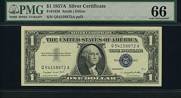 image for: Fr.1620 1957A $1  PMG Gem CU66  [Q54158872A]