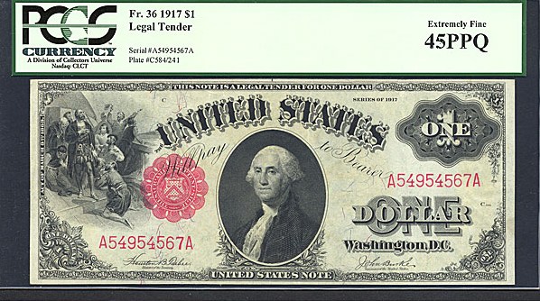 image for: Fr.36 1917 $1 Sawhorse PCGS XF45 PPQ  [A54954567A]