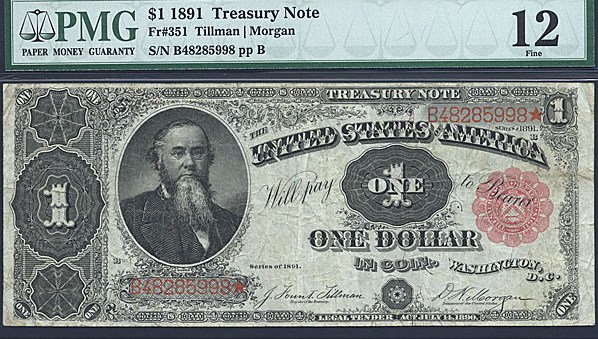 image for: Fr.351 1891 $1  PMG F12  [B48285998]