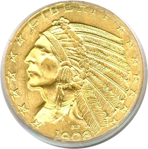 image for: 1908 $5 Indian PCGS MS63