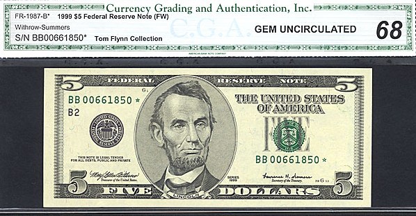 1999 $5 New York (Fr. 1987B)