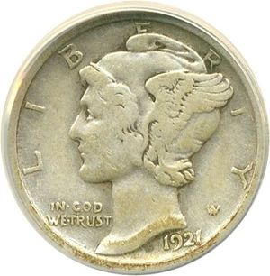 image for: 1921-D 10c ANACS F15