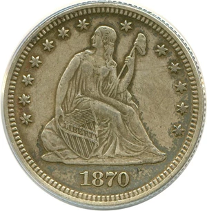 image for: 1870 25c ANACS AU50