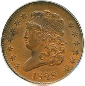 image for: 1828 1/2c 13 Stars PCGS MS64 BN