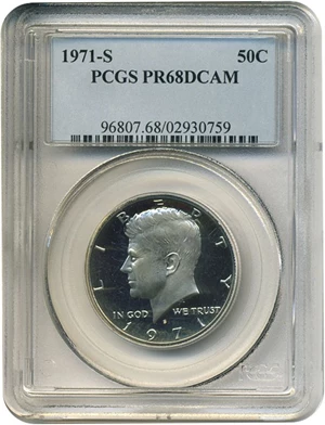 image for: 1971-S 50c PCGS Proof 68 DCameo