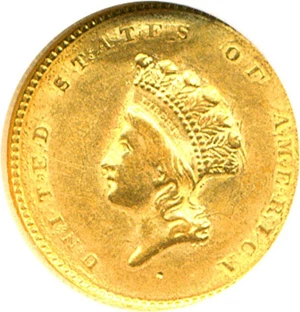 image for: 1854 G$1 Ty.2 NGC AU58