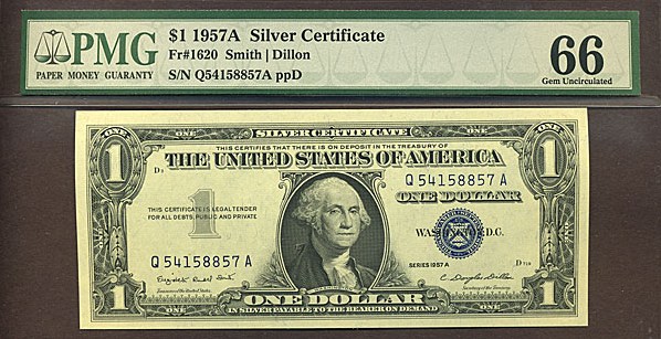 image for: Fr.1620 1957A $1  PMG Gem CU66  [Q65158857A]