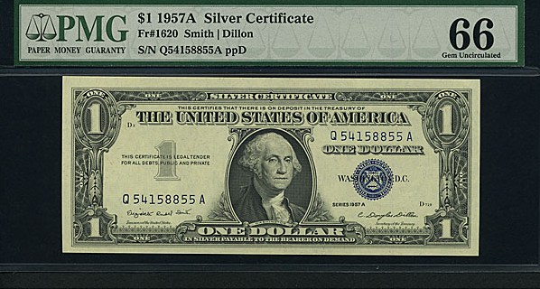 image for: Fr.1620 1957A $1  PMG Gem CU66  [Q54158855A]