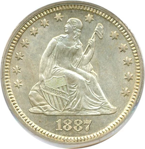image for: 1887 25c PCGS/CAC MS65