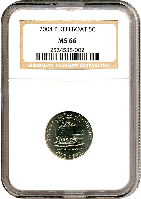 image for: 2004-P 5c Keel Boat NGC MS66 