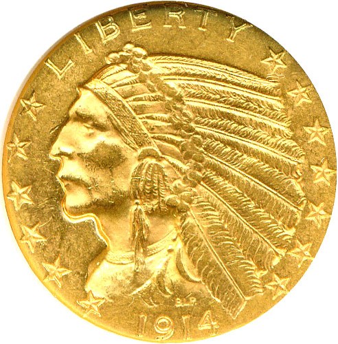 image for: 1914-D $5  NGC MS61
