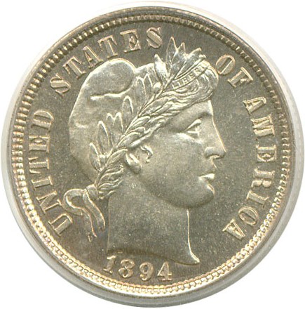 image for: 1894 10c  PCGS/CAC Proof 64 Cameo