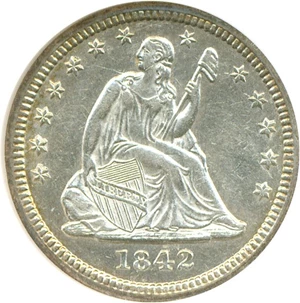 image for: 1842-O 25c Large Date NGC AU58
