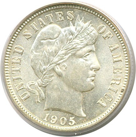 image for: 1905 10c  PCGS MS65