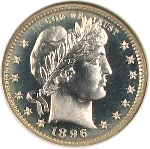 image for: 1896 25c NGC Proof 64 Cameo ex: Richmond Collection