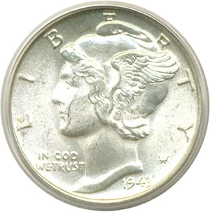 image for: 1943 10c PCGS MS65