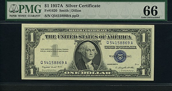 image for: Fr.1620 1957A $1  PMG Gem CU66  [Q54158869A]
