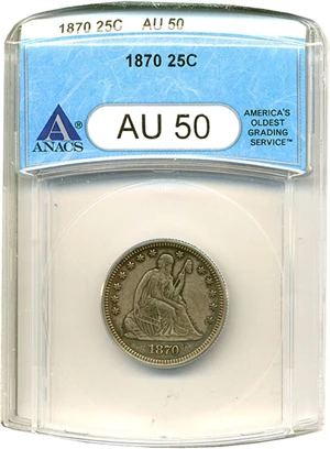 image for: 1870 25c ANACS AU50