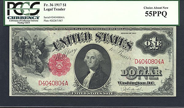image for: Fr.36 1917 $1 Sawhorse PCGS AU55 PPQ  [D4040804A]