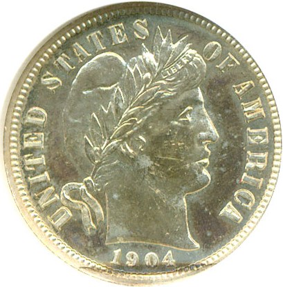 image for: 1904 10c  ANACS Proof 63
