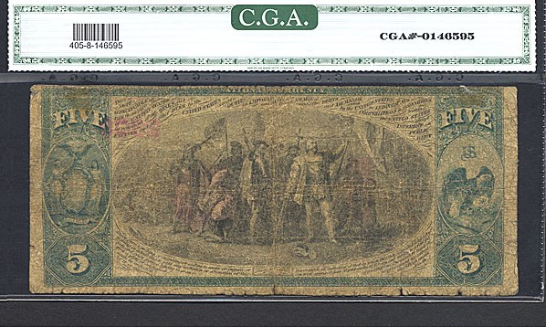image for: Fr.405 1875 $5 1st Charter Period CGA VG8 #2608 New York [2185]