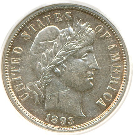 image for: 1893-S 10c S/S DGS AU55 (Repunched Mintmark, Cleaned, Lightly Scratched)