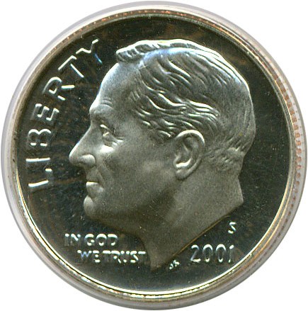 image for: 2001-S 10c  PCGS Proof 69 Cameo