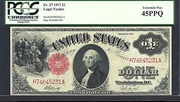 image for: Fr.37 1917 $1 Sawhorse PCGS XF45 PPQ  [H74645231A]
