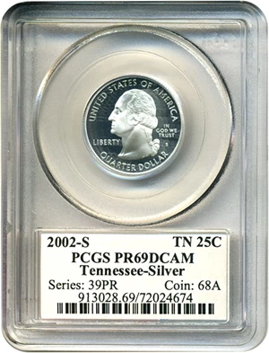 image for: 2002-S 25c Tennessee-Silver PCGS Proof 69 DCameo