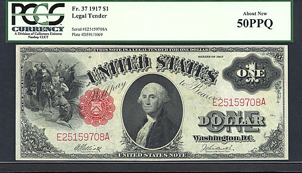 image for: Fr.37 1917 $1 Sawhorse PCGS AU50 PPQ [E25159708A]