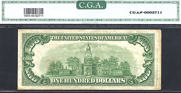 image for: Fr.1804-1 1929 $100  CGA XF45 #1833 Colorado [E000238A]